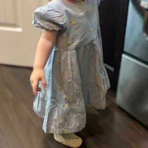 Rise Little Earthling Sky Blue Dress with Sunny Accents